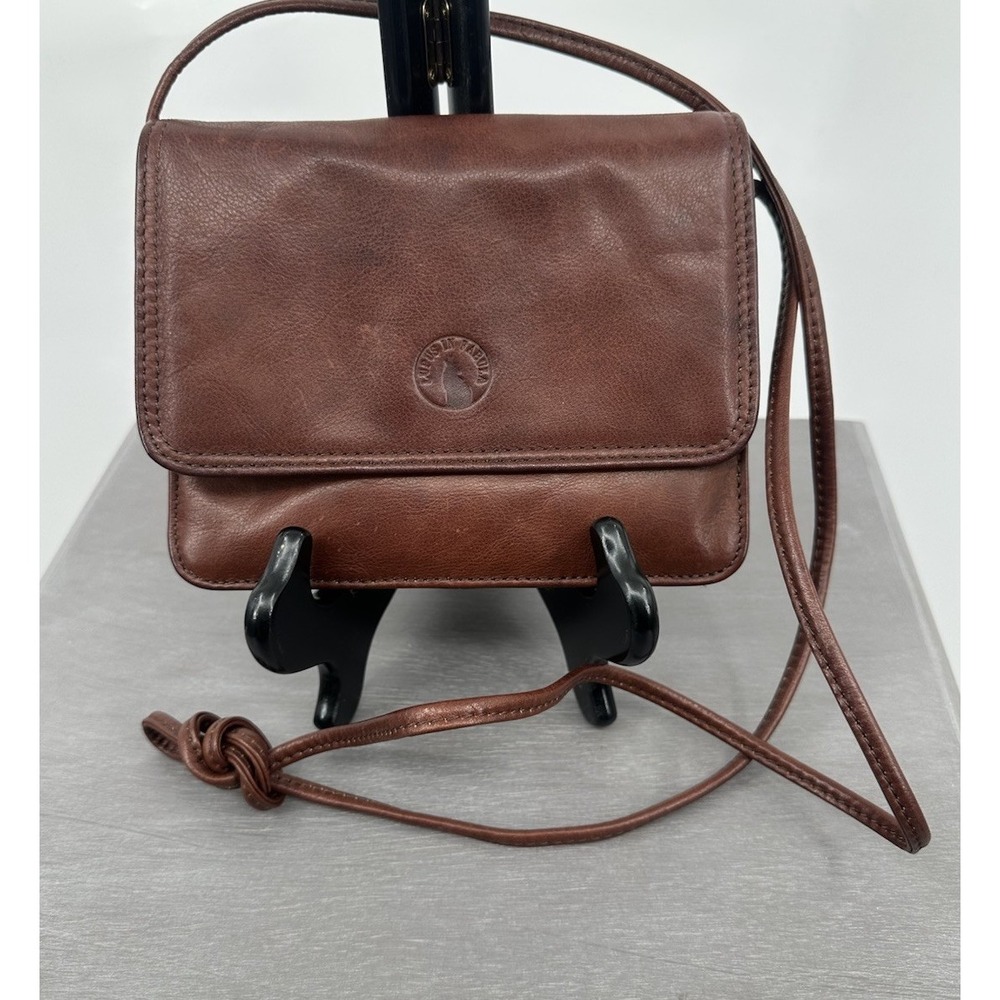 Borgonicchio Genuine Italian Brown Leather Crossbody Florence Italy Vintage